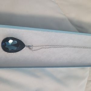 Touchstone Crystal by Swarovski Crystal Stunning blue teardrop pendent necklace